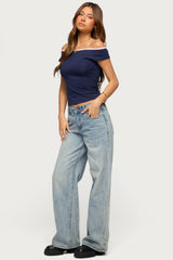 Dellah Contrast Off Shoulder Top