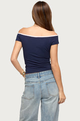 Dellah Contrast Off Shoulder Top