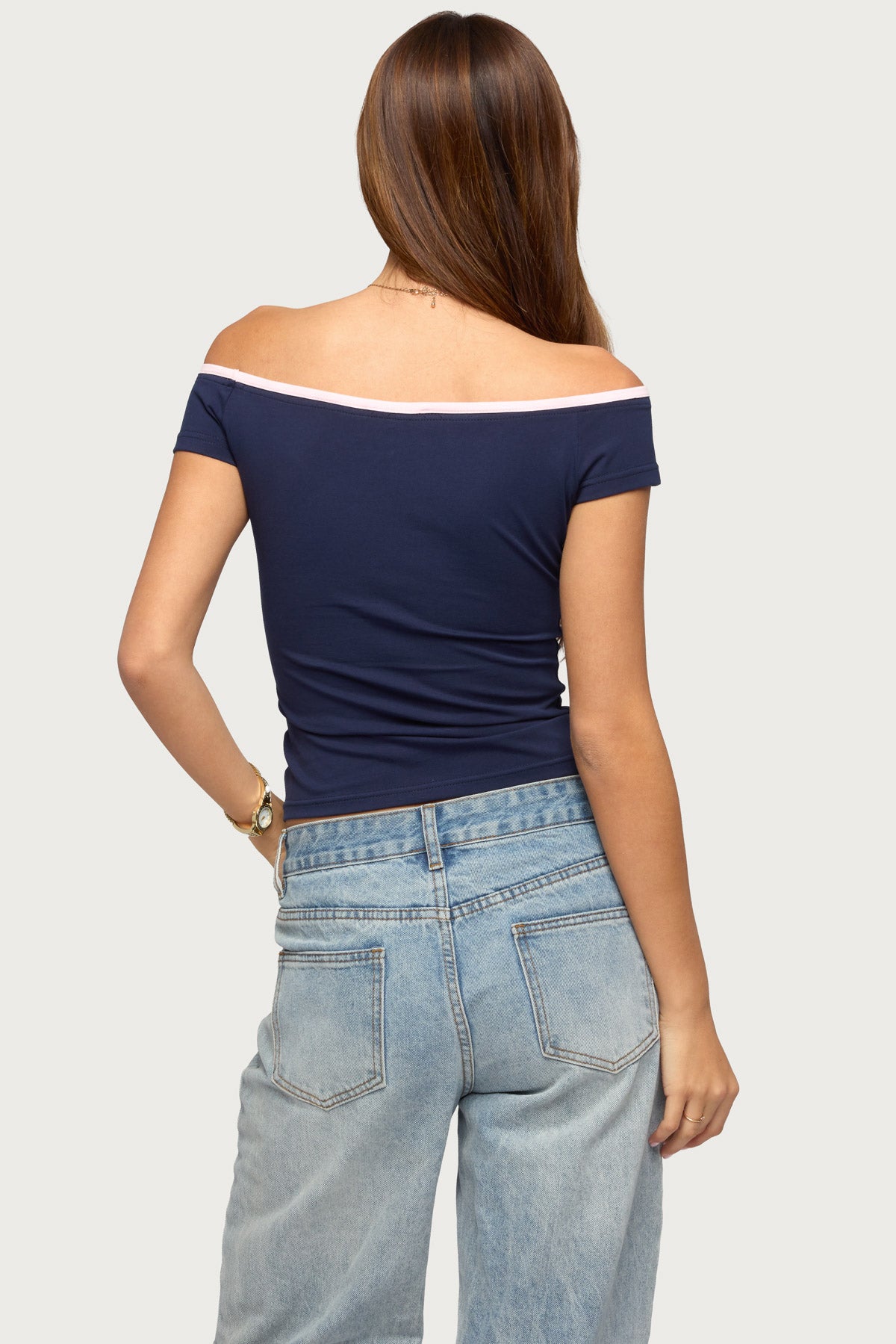Dellah Contrast Off Shoulder Top