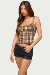 Sanya Backless Plaid Top
