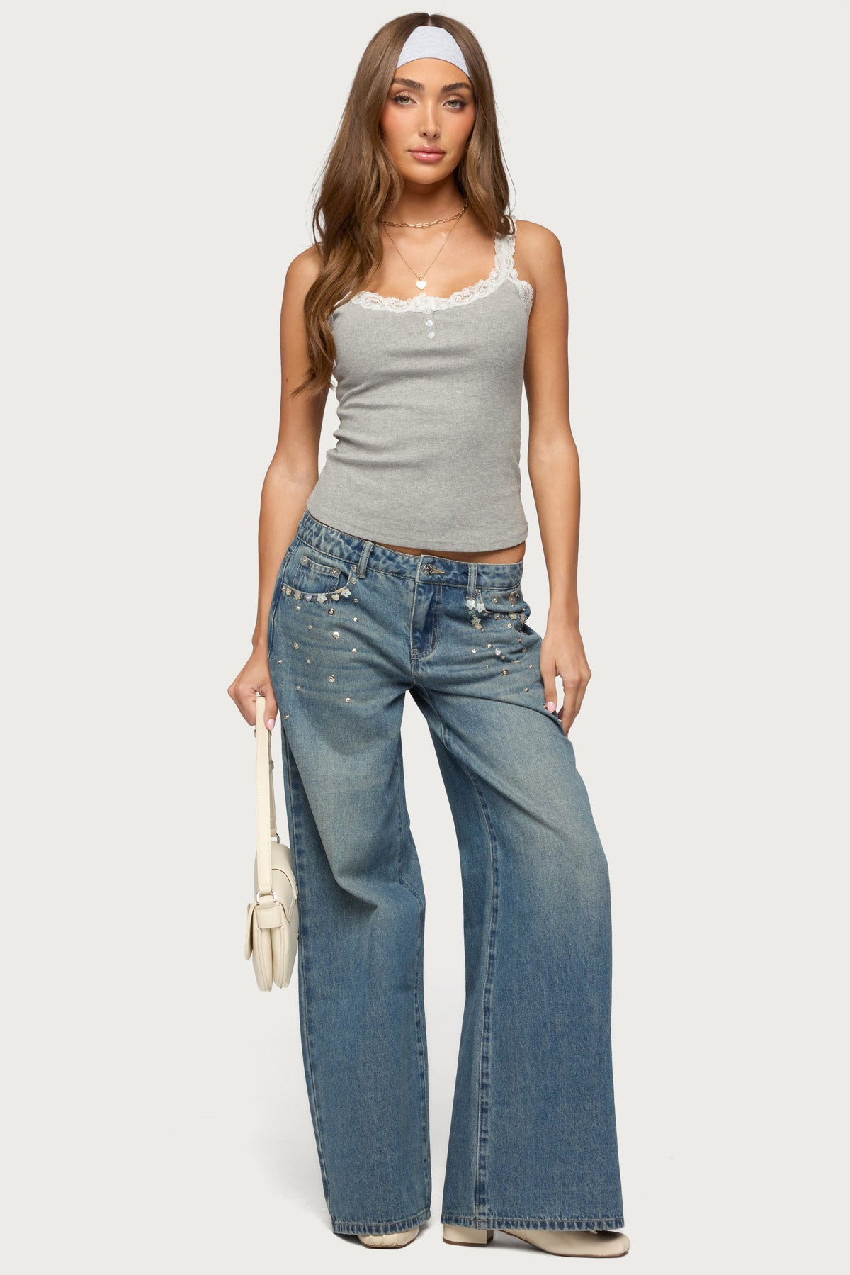 Aileen Contrast Lacey Henley Tank Top – edikted