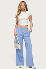 Pinstripe Tailored Straight Leg Pants