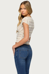 Avalee Sheer Lace V Neck Top