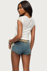 Camile Lacey Ribbed Top