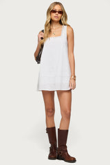 Doroh Lacey Striped Cotton Mini Dress