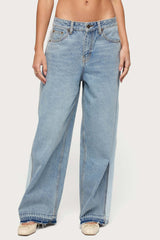 Cailin Contrast Panel Low Rise Baggy Jeans