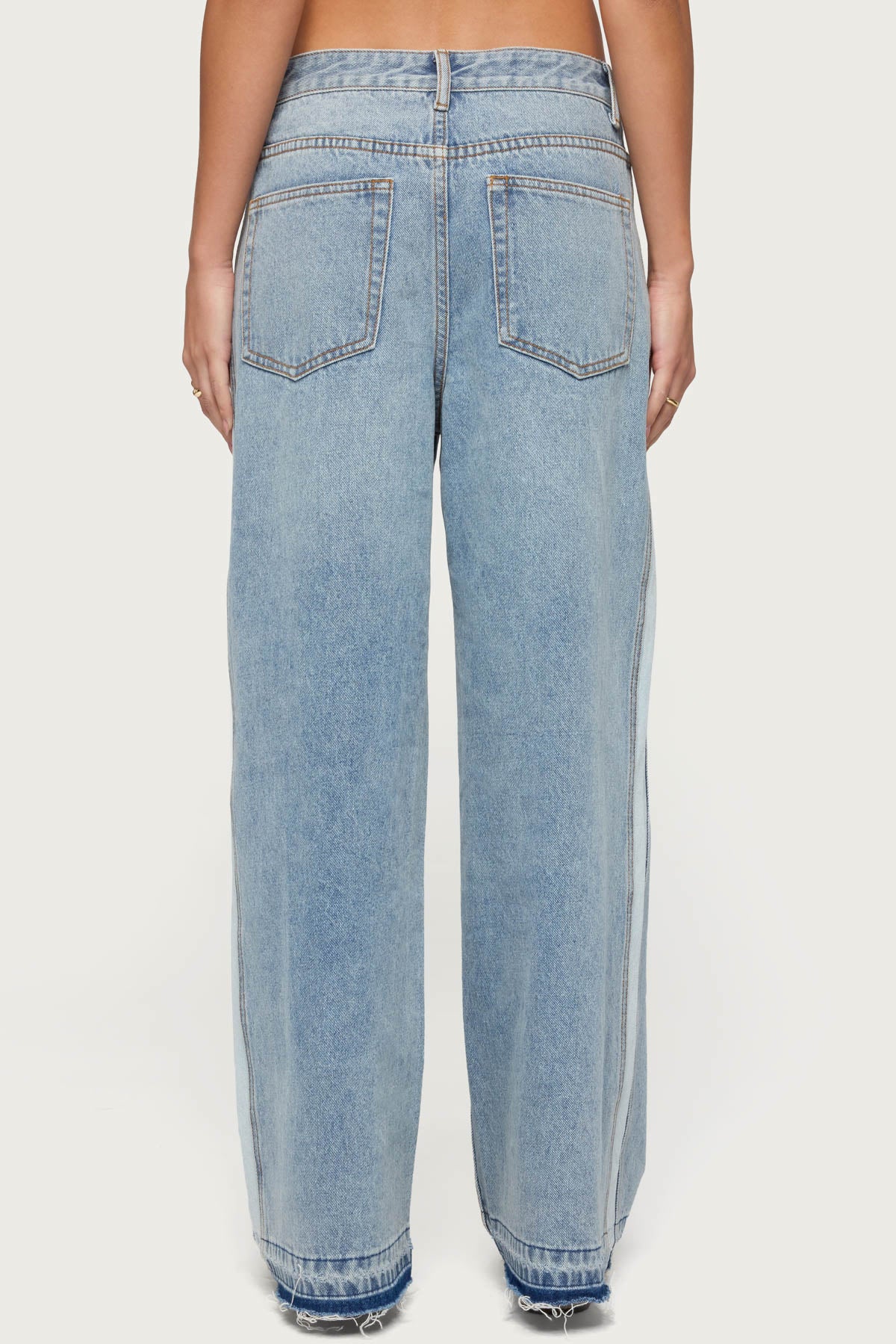 Cailin Contrast Panel Low Rise Baggy Jeans