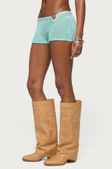 Sarina Sequin Knit Micro Shorts