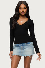 Rossie Stud & Button Top