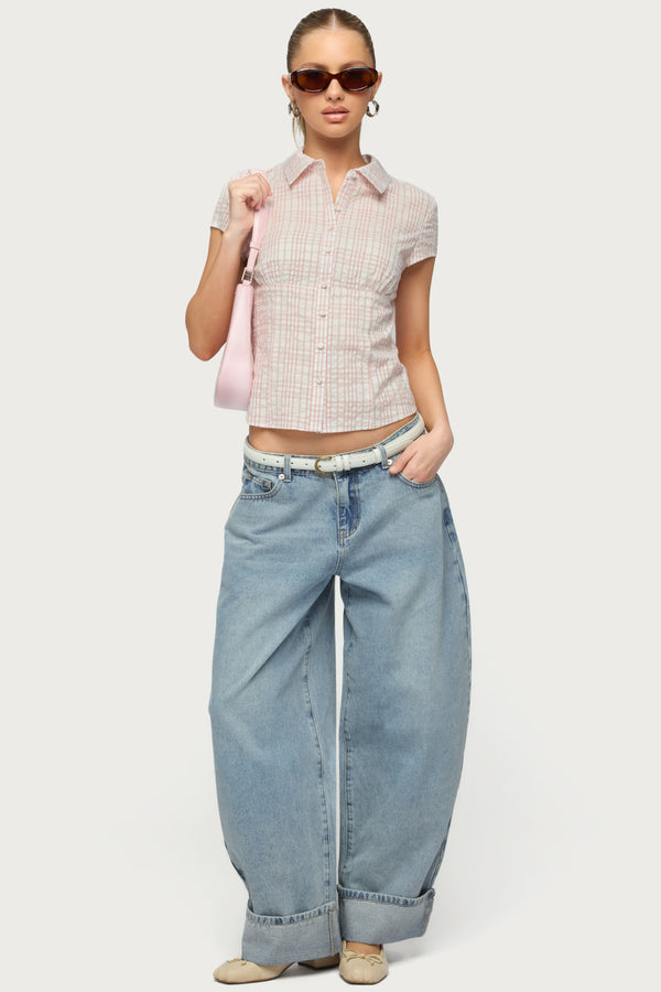 Naiah Plaid Tailored Button Up Shirt