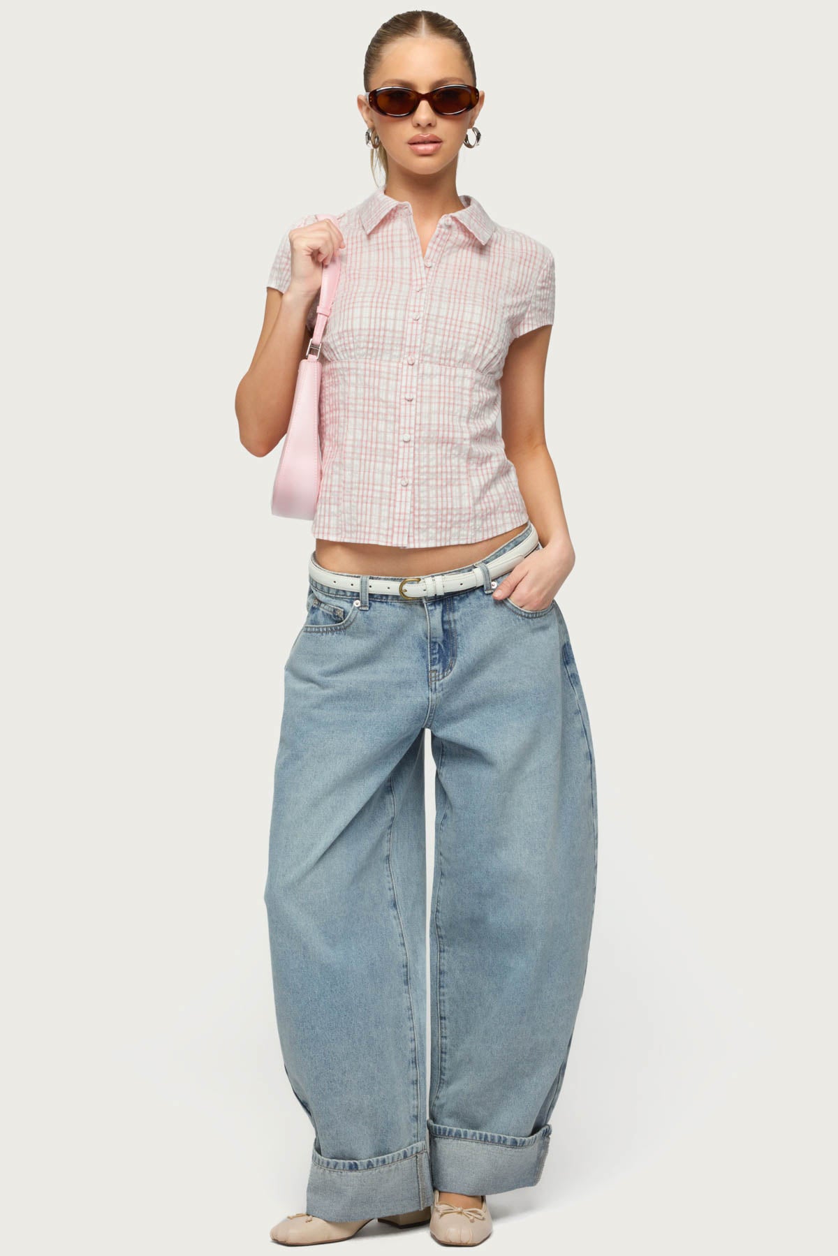 Naiah Plaid Tailored Button Up Shirt