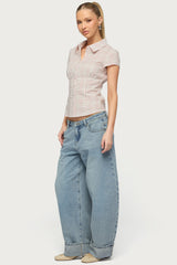 Naiah Plaid Tailored Button Up Shirt