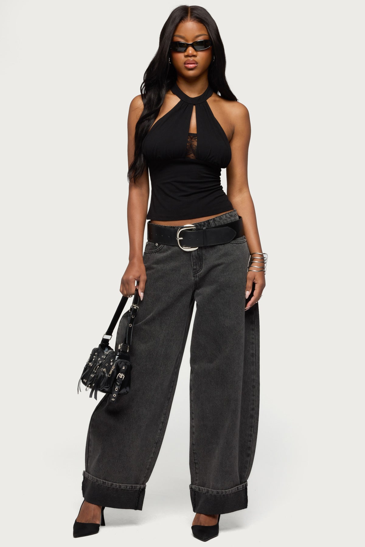 Lielle Lacey Layered Halter Top – edikted