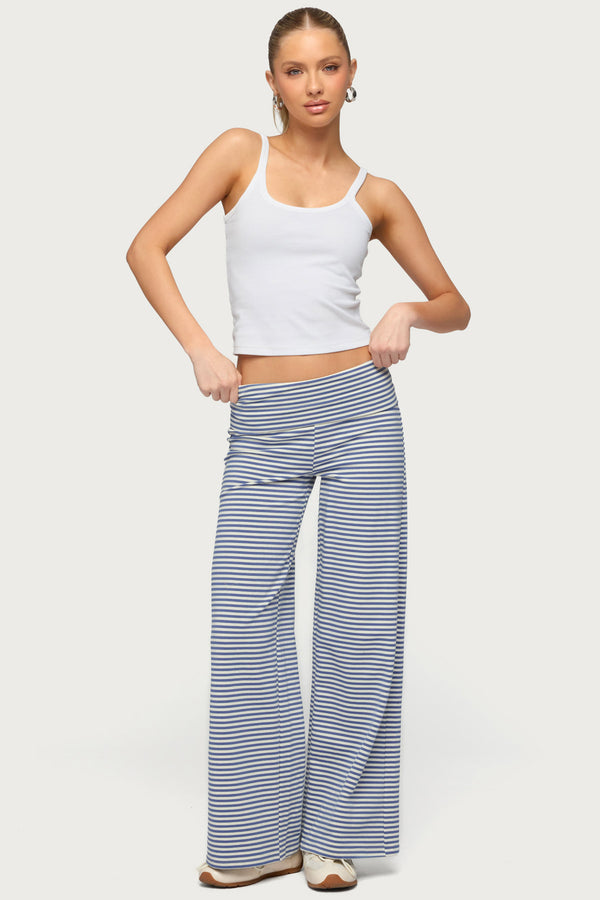 Petite Lilah Striped Fold Over Pants