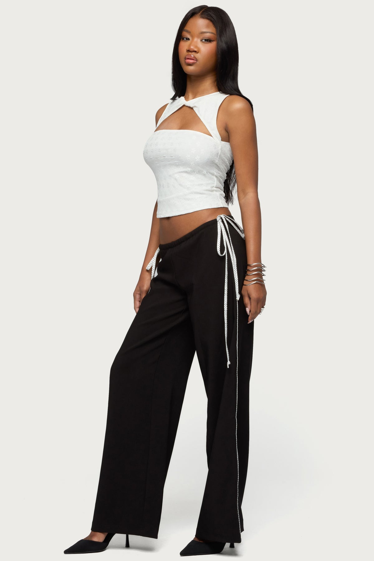 Mikah Dotted Ribbon Wide Leg Pants