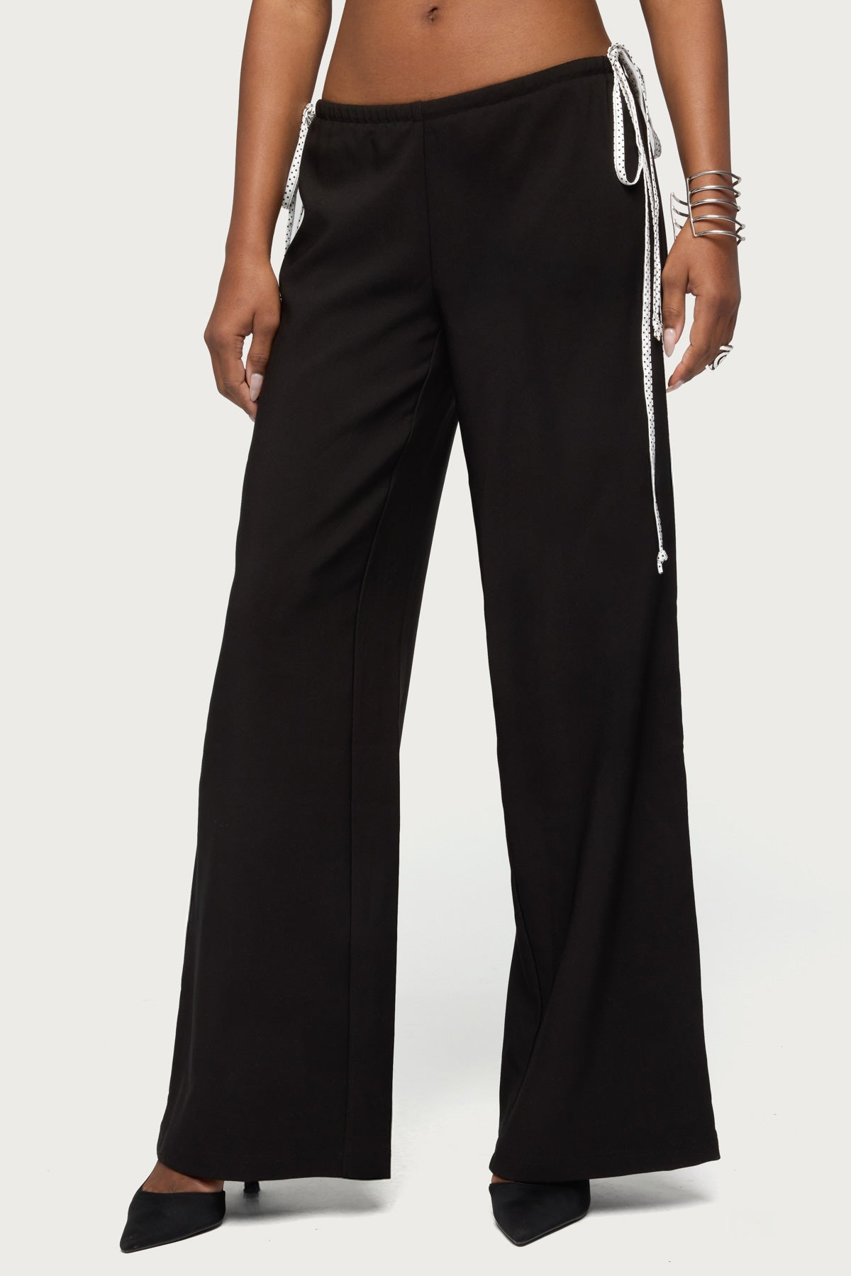 Mikah Dotted Ribbon Wide Leg Pants – edikted
