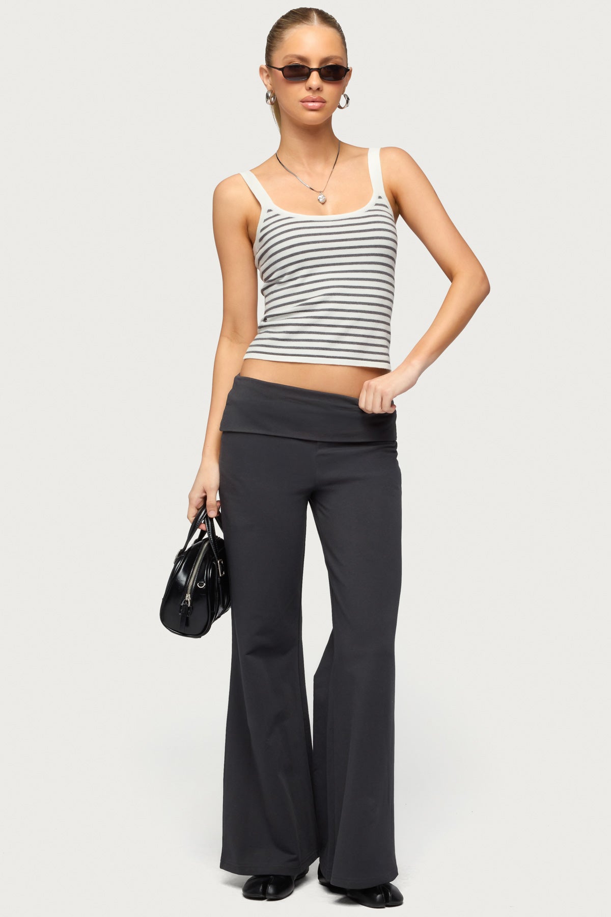 Petite Wide Leg Fold Over Pants