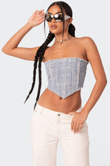 Cici Distressed Denim Corset