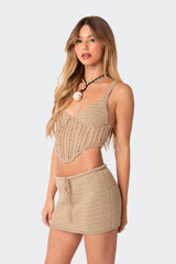 Baeside Crochet Lace Up Top