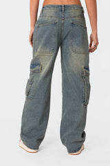 Westie Low Rise Washed Cargo Jeans