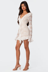 Josephine Ruffle Lace Mini Dress