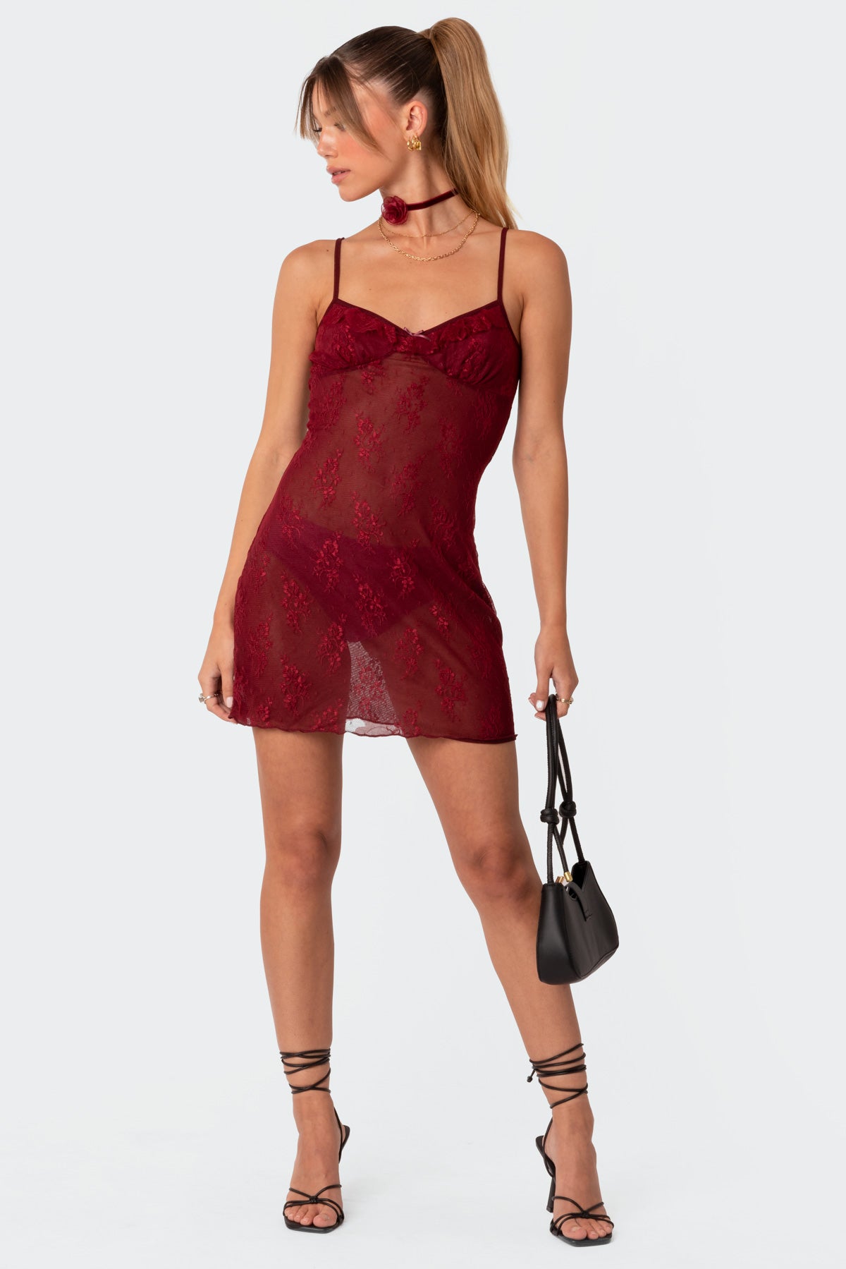 Madame Sheer Lace Mini Dress