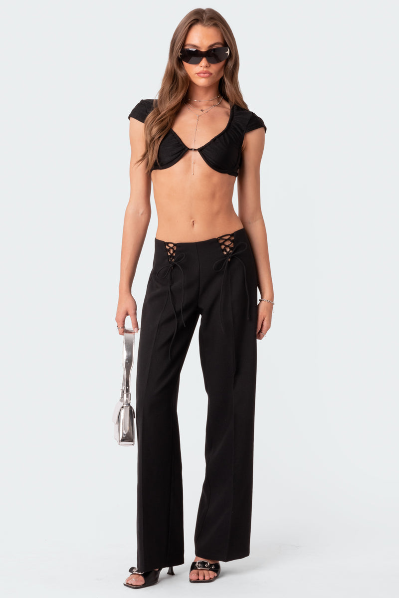 Abigail Lace Up Front Trousers