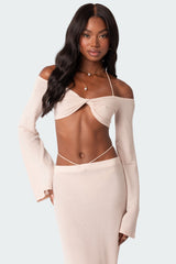 Celeste Off Shoulder Twist Crop Top