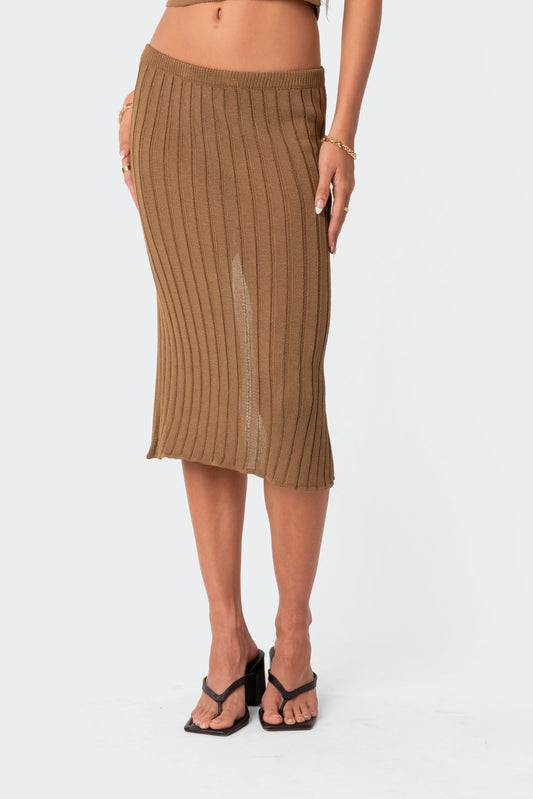 Quynh Slitted Knit Midi Skirt
