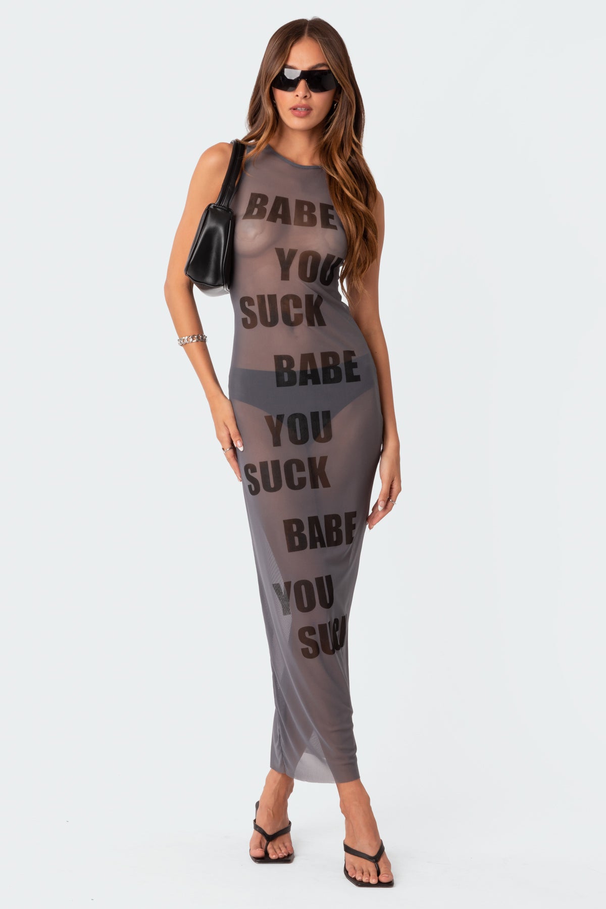 Babe Sheer Mesh Maxi Dress