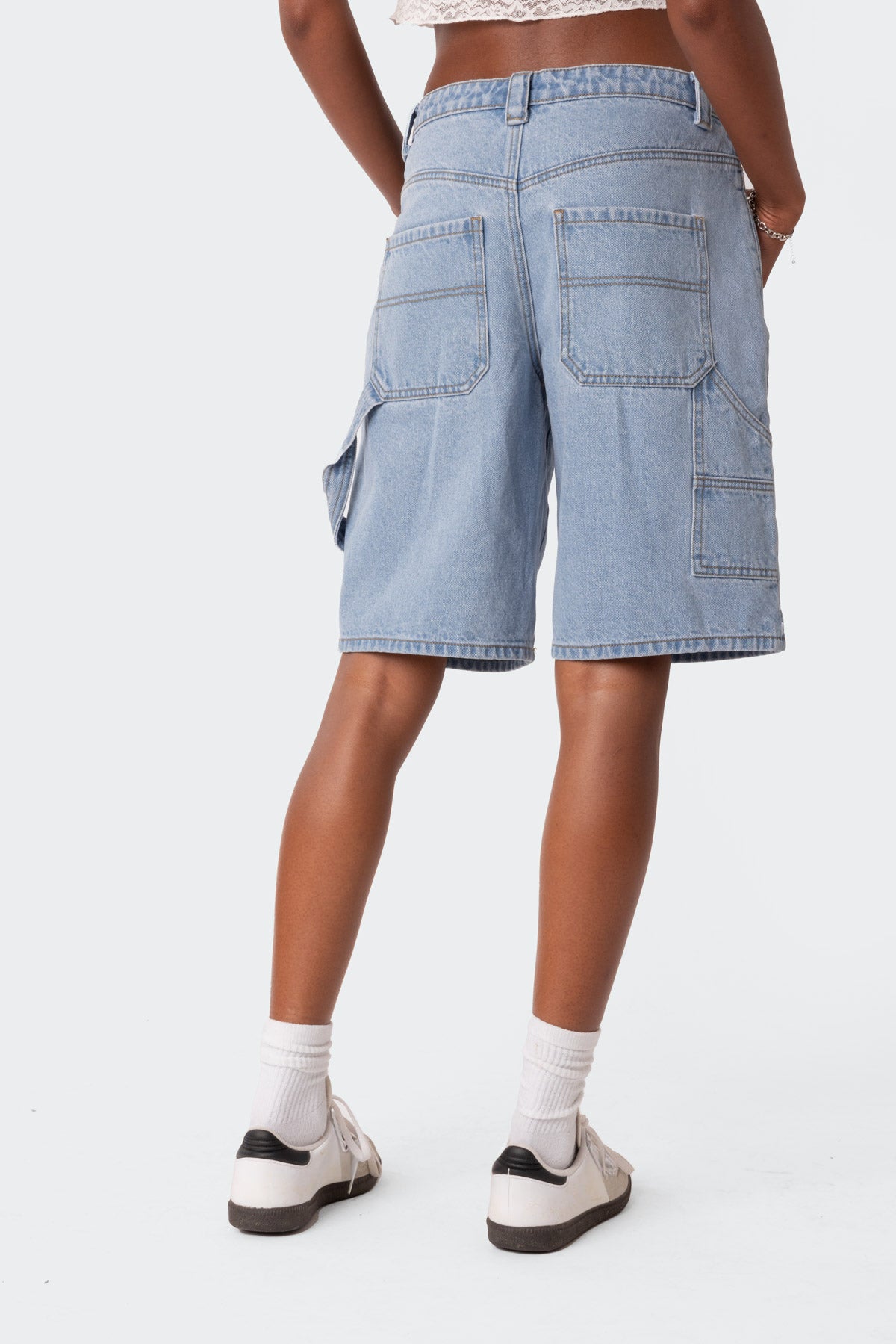 Low Rise Bermuda Denim Carpenter Shorts