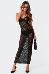 Xandra Sheer Lace Maxi Dress