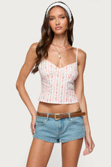 Raia Floral Striped Backless Top