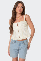 Hera Button Front Ruffled Top