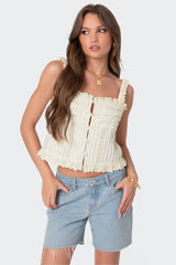 Hera Button Front Ruffled Top