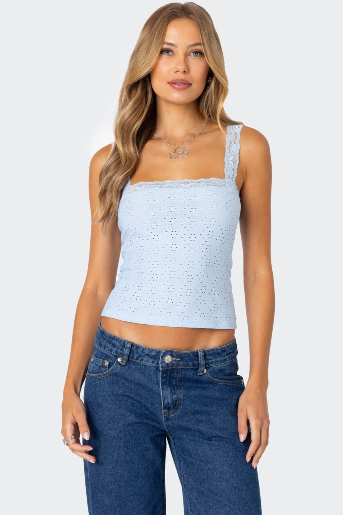 Virginia Lace Trim Eyelet Tank Top