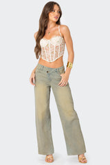 Asymmetric Low Rise Wrap Jeans