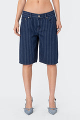 Pinstripe Denim Bermuda Shorts