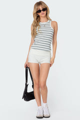 Racer Striped Ribbed Tank Top