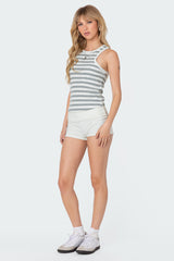 Racer Striped Ribbed Tank Top