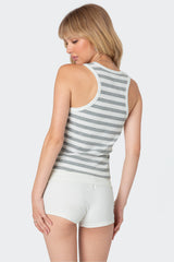 Racer Striped Ribbed Tank Top