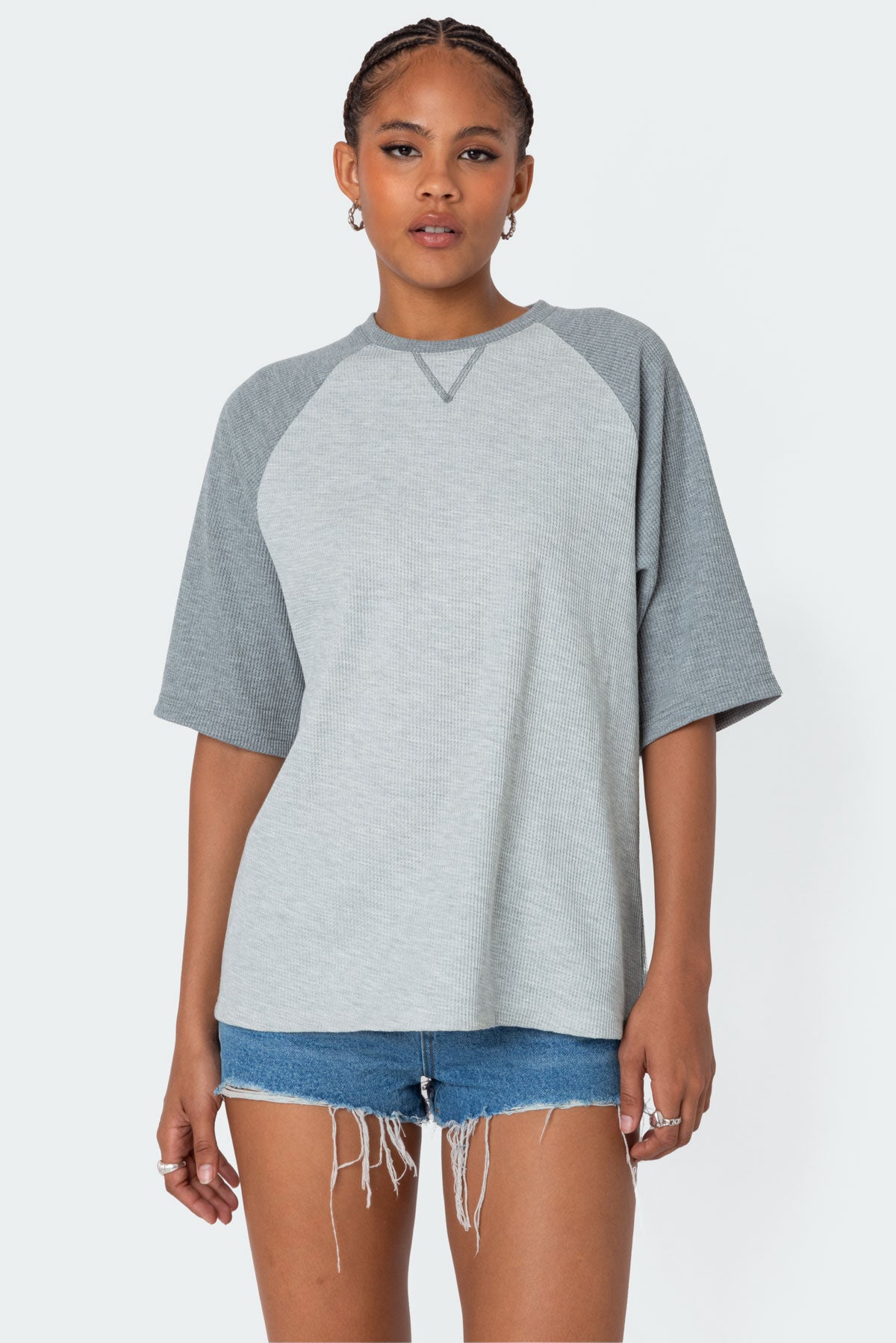 Oversized Raglan Waffle T Shirt