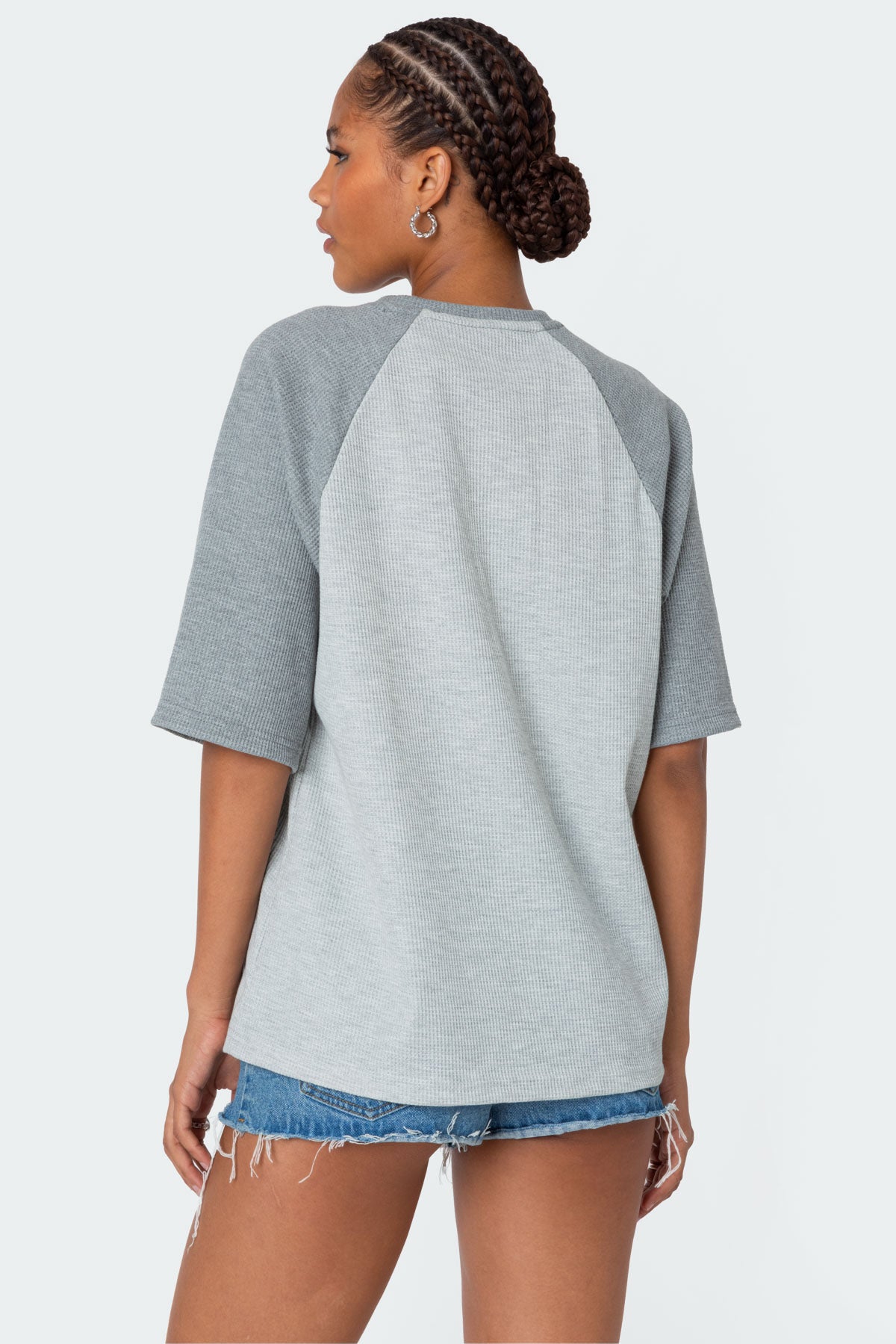 Oversized Raglan Waffle T Shirt