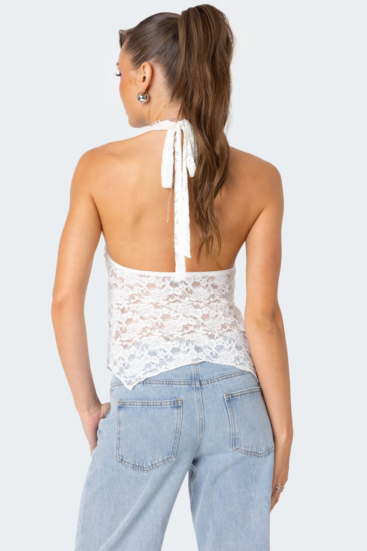 Esme Sheer Lace Halter Top – edikted