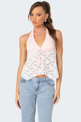 Esme Sheer Lace Halter Top