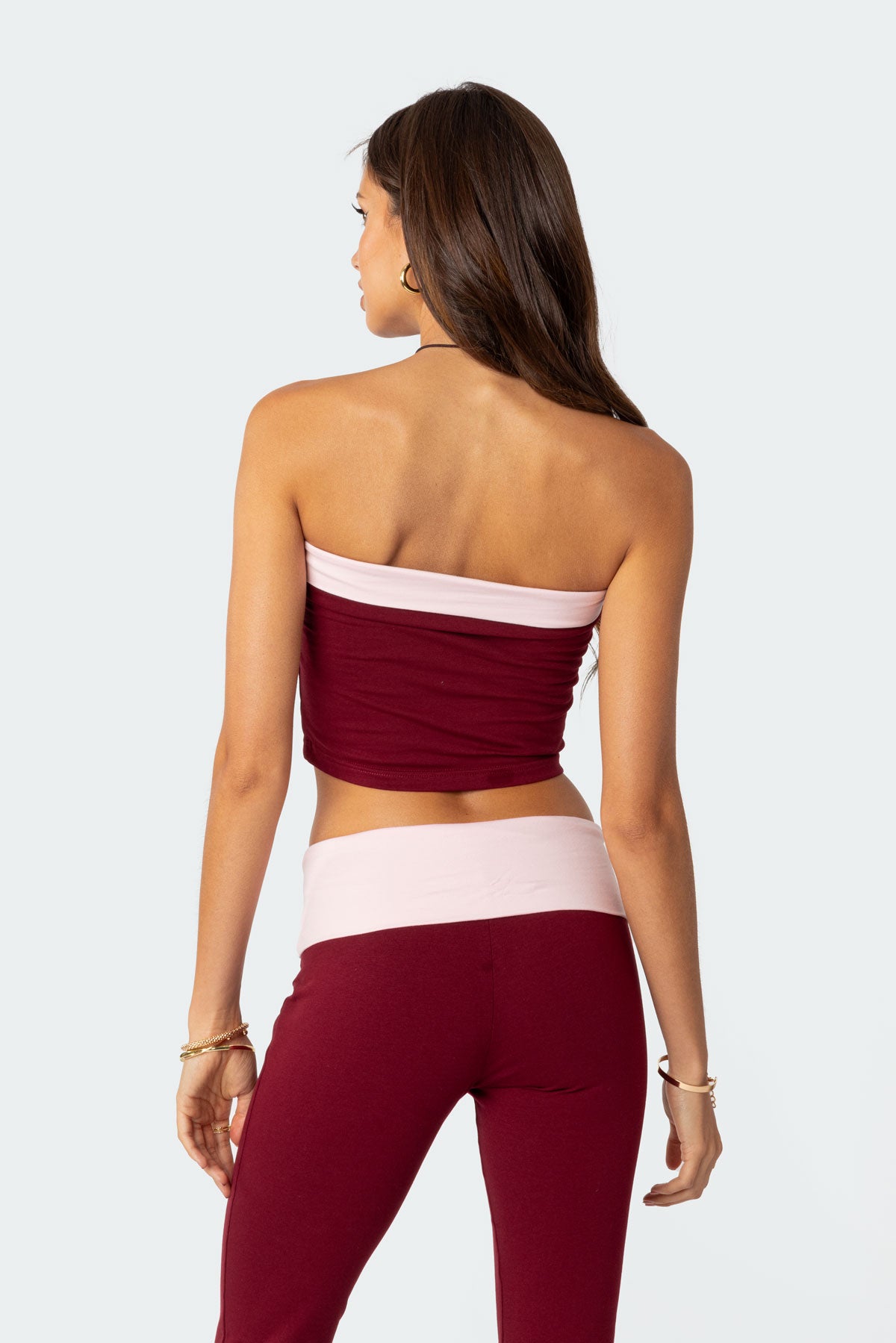 Contrast Fold Over Tube Top