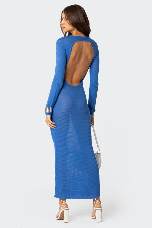 London Knitted Open Back Maxi Dress