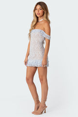 Paradise Ruffle Lace Mini Dress