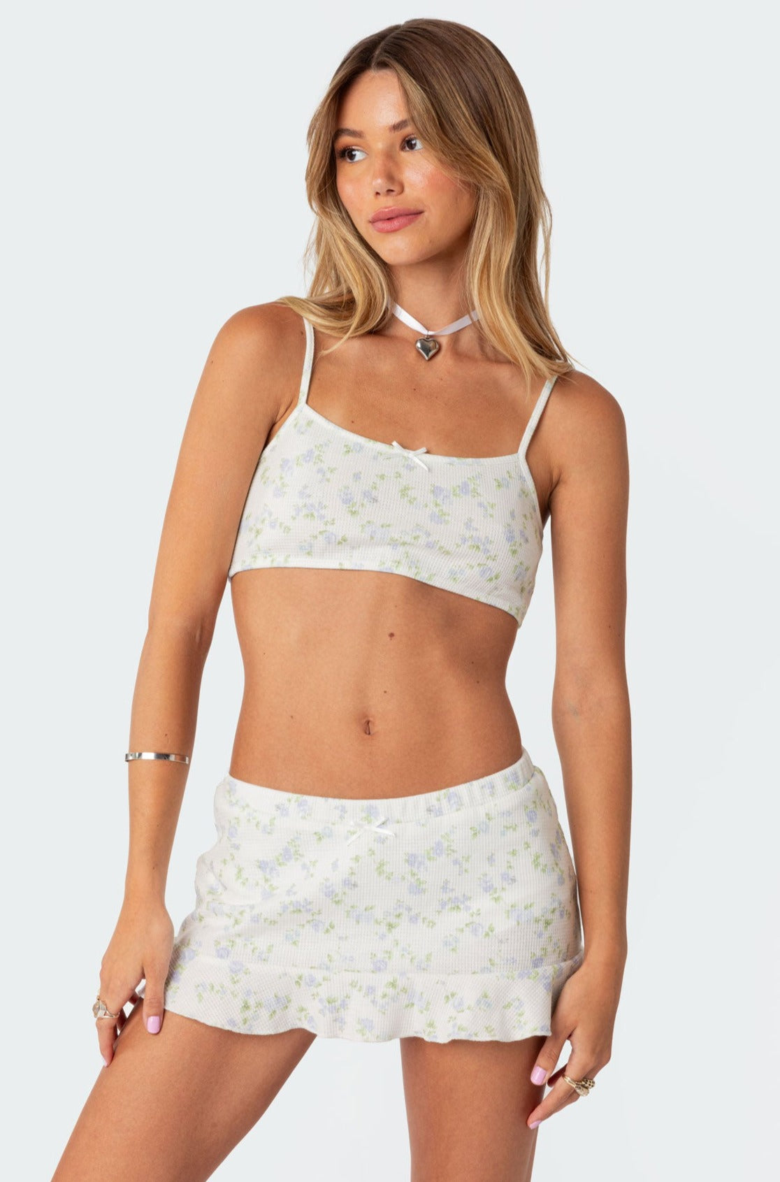 Daydream Printed Waffle Bra Top