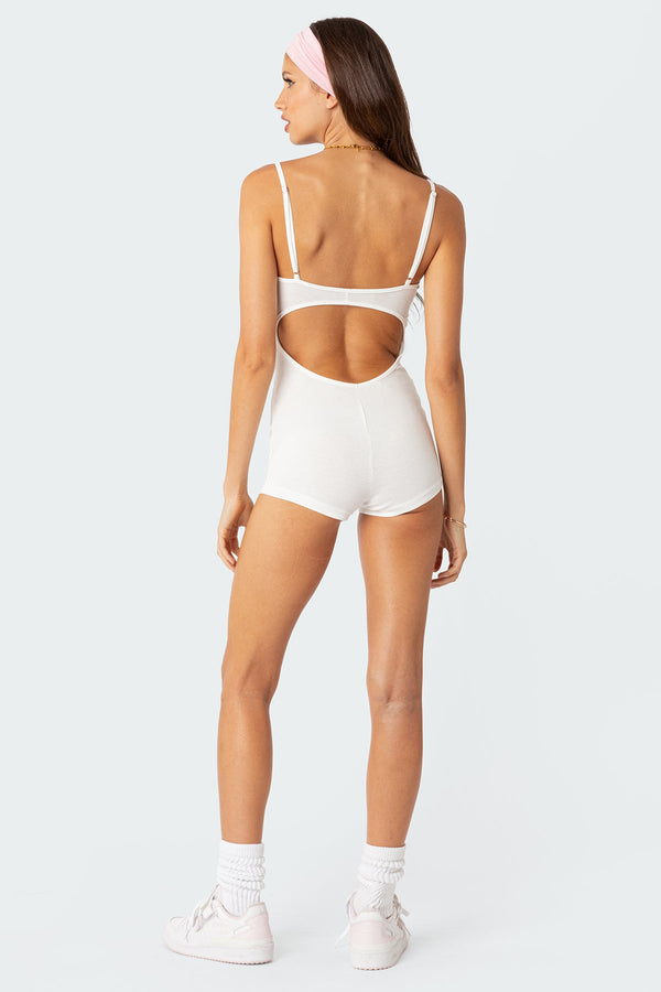 Karla Ruched Open Back Romper